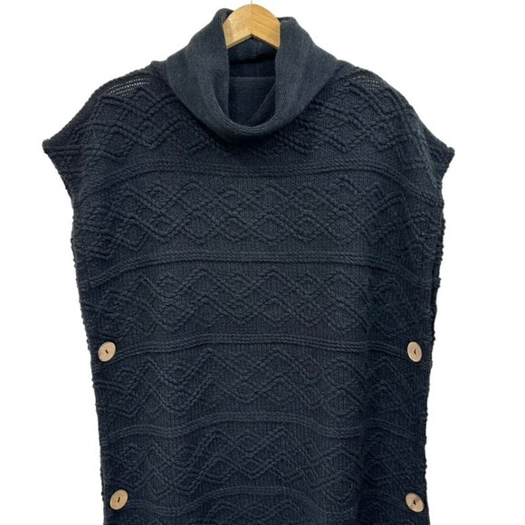 Black Knit Cape Cowlneck Sweater - Picture 2 of 8